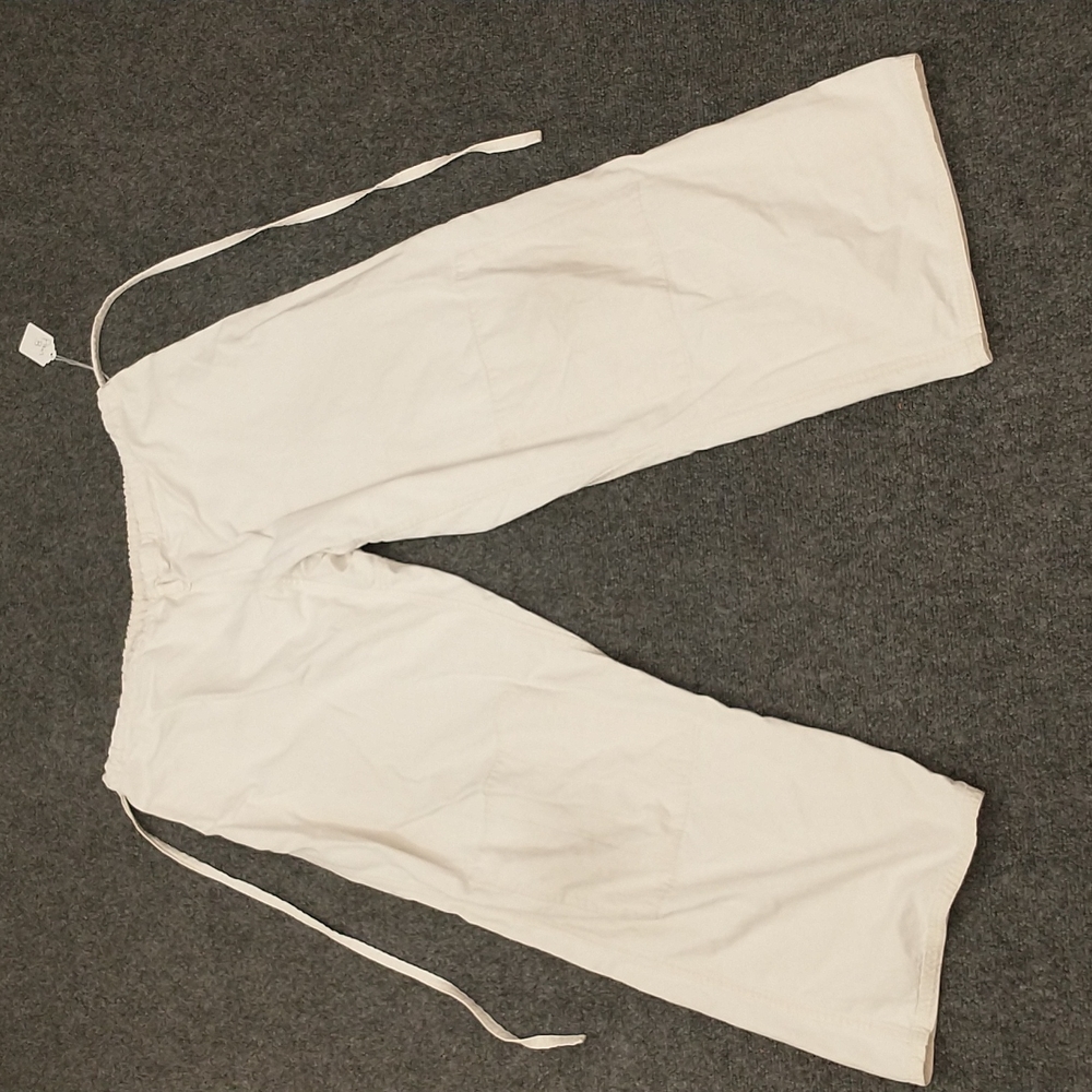 Vintage Canvas Drawstring Pants Natural Cotton Unbleached Comfortable w/Measurem